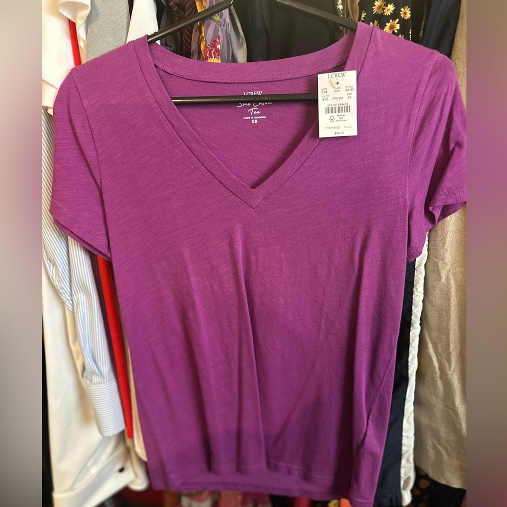 JCREW purple v neck tee